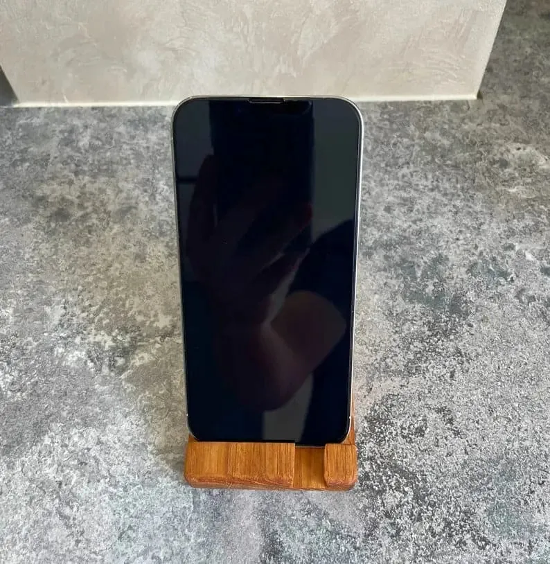 Wooden cell phone holder