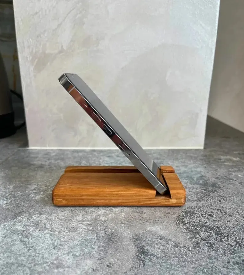 Wooden cell phone holder