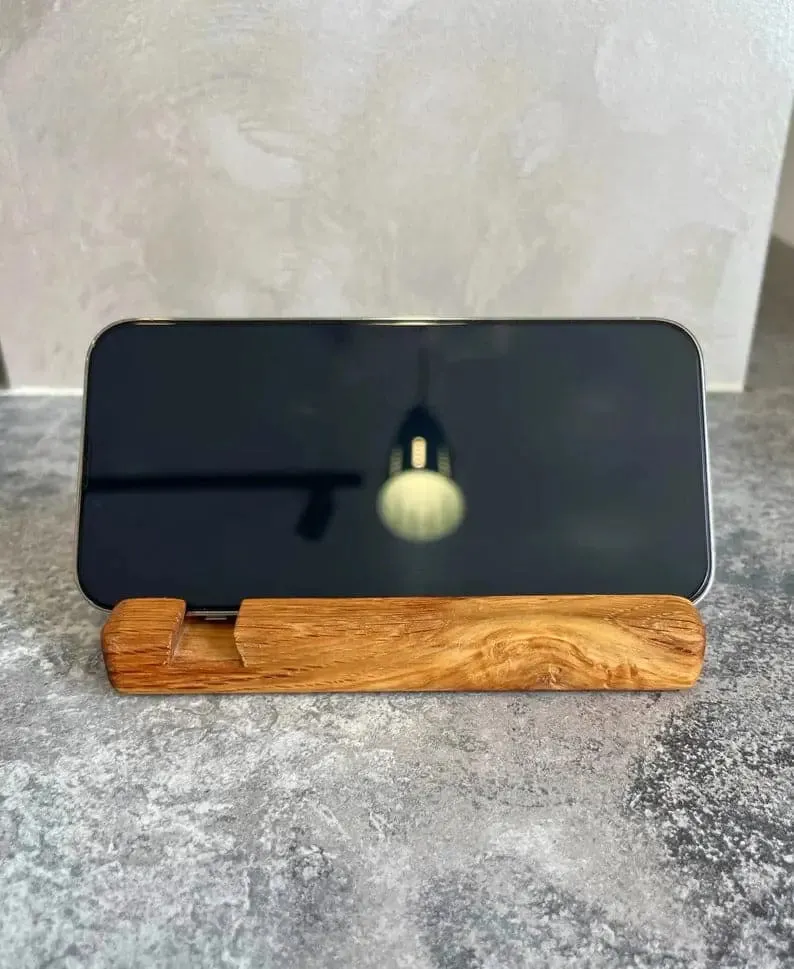 Wooden cell phone holder