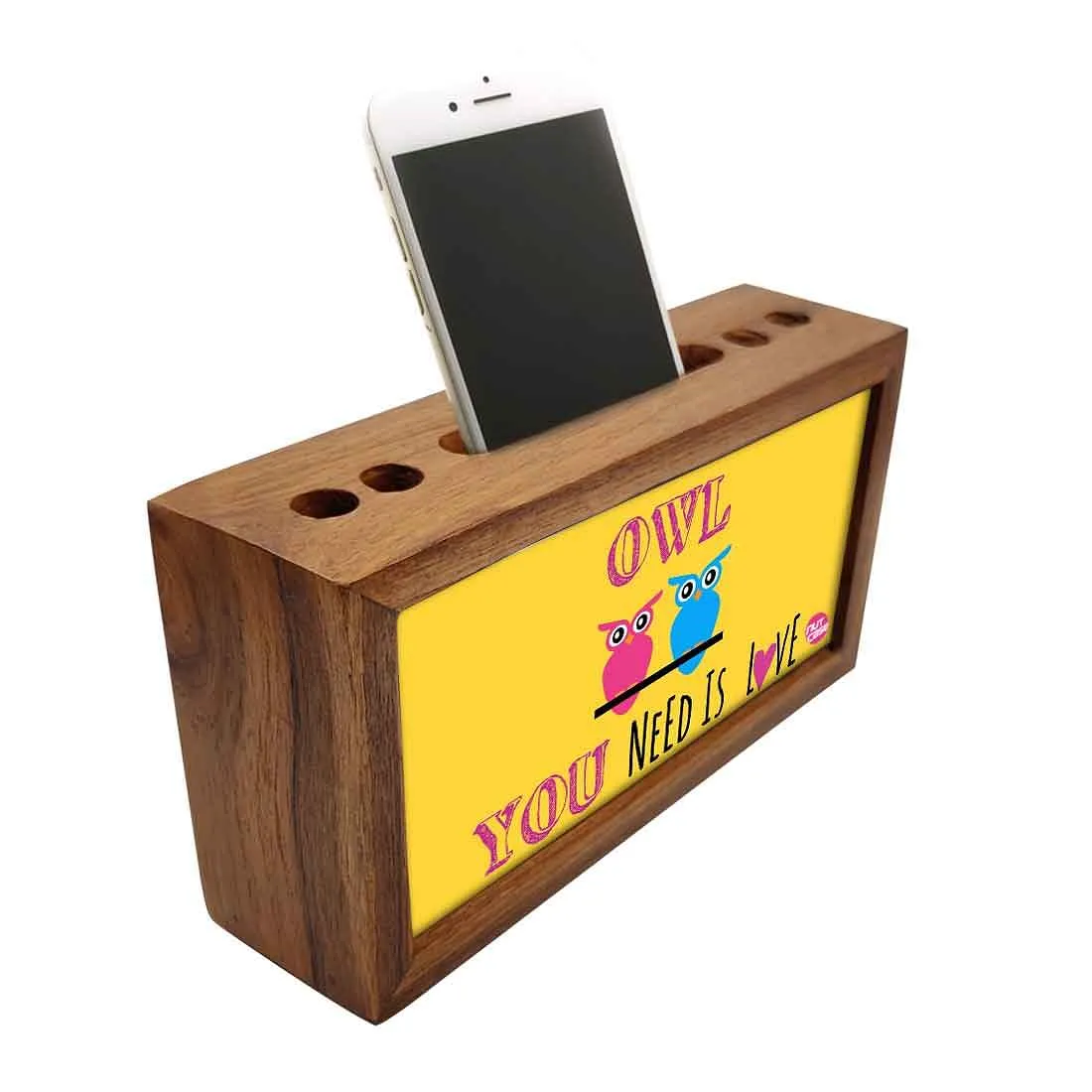 Wooden desk caddy Pen Mobile Stand - Owl You Need Is Love