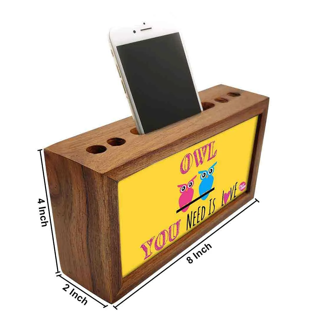 Wooden desk caddy Pen Mobile Stand - Owl You Need Is Love