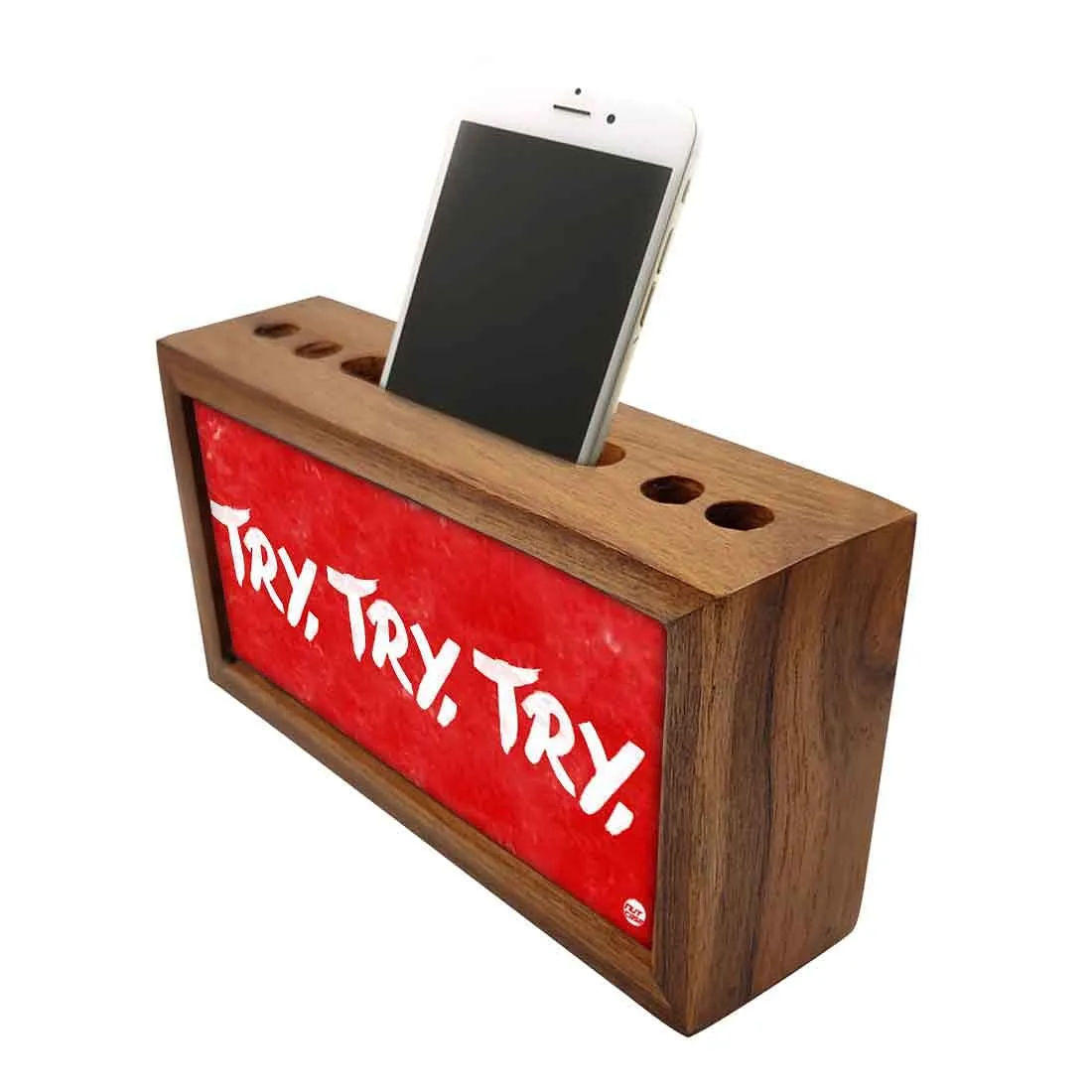 Wooden desk organizer Pen Mobile Stand - Try