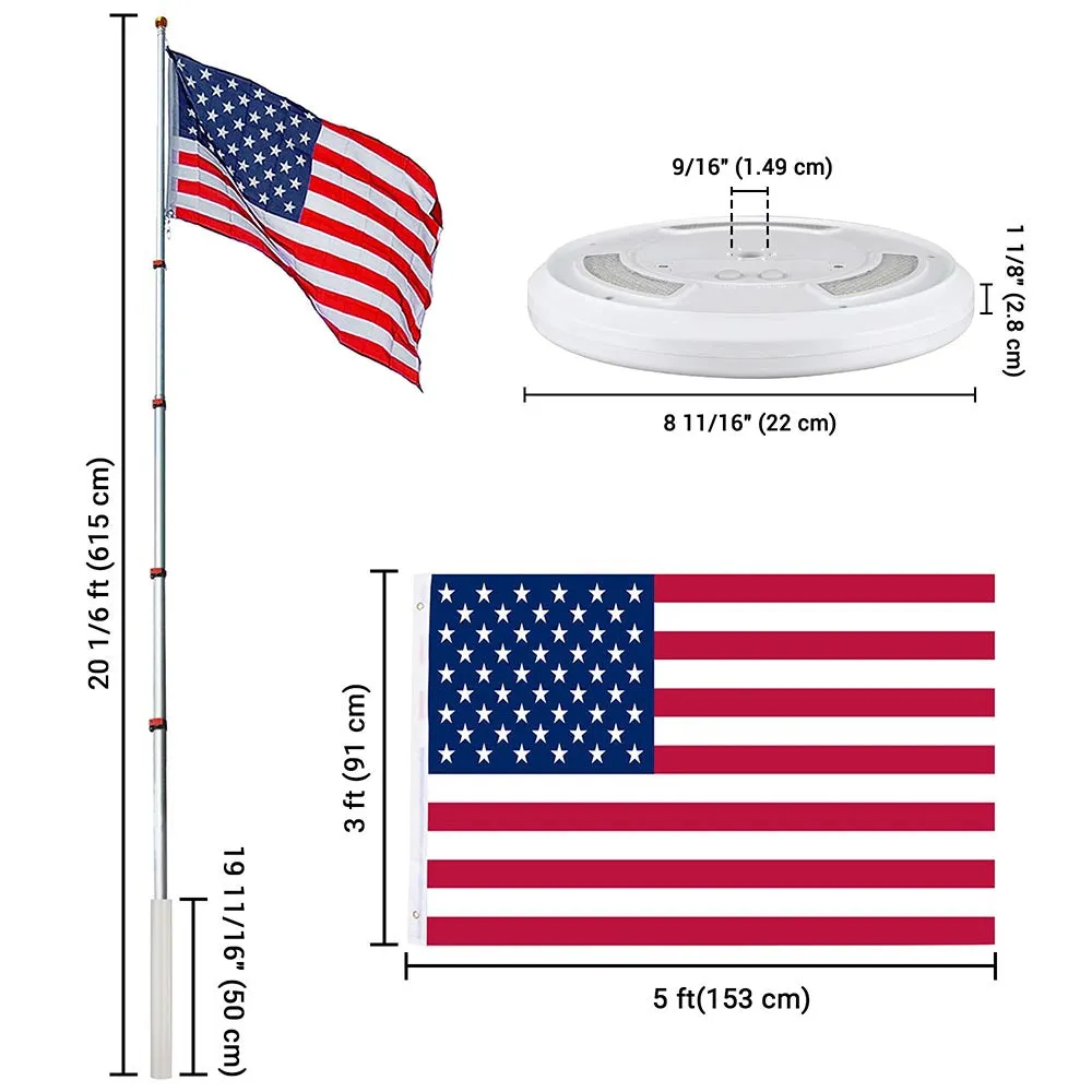 Yescom 20ft Telescopic Flag Pole with Light