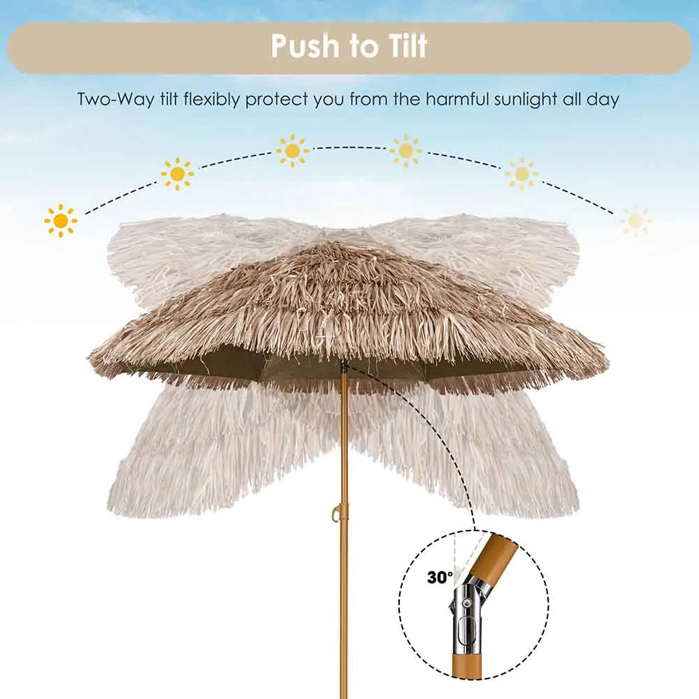 Yescom 6ft Tiki Umbrella Tilt Patio Outdoor Umbrella 8-rib 2ct/Pack