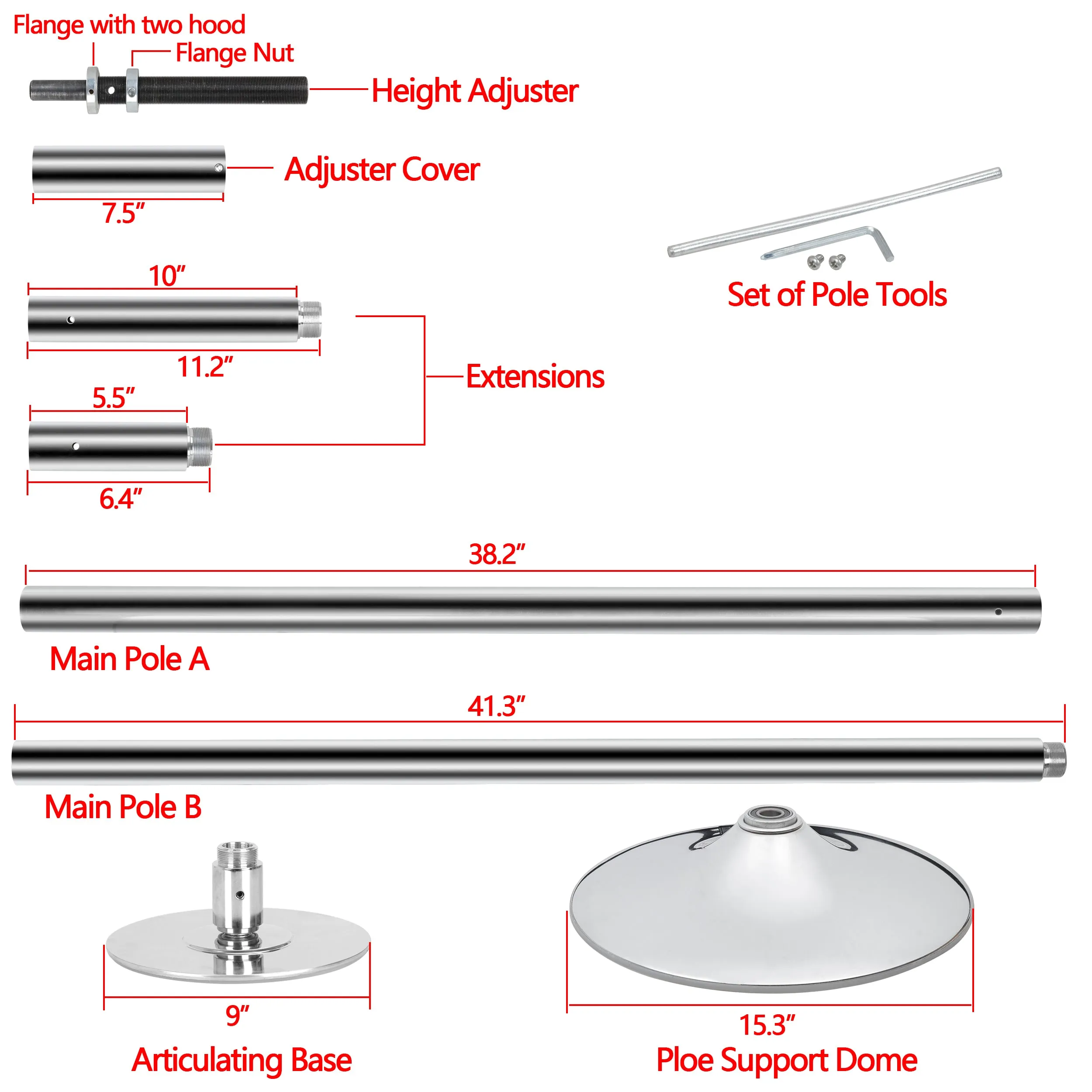 ZENY™ Spinning Dancing Stripper Pole Kit For Fitness Exercise Gym