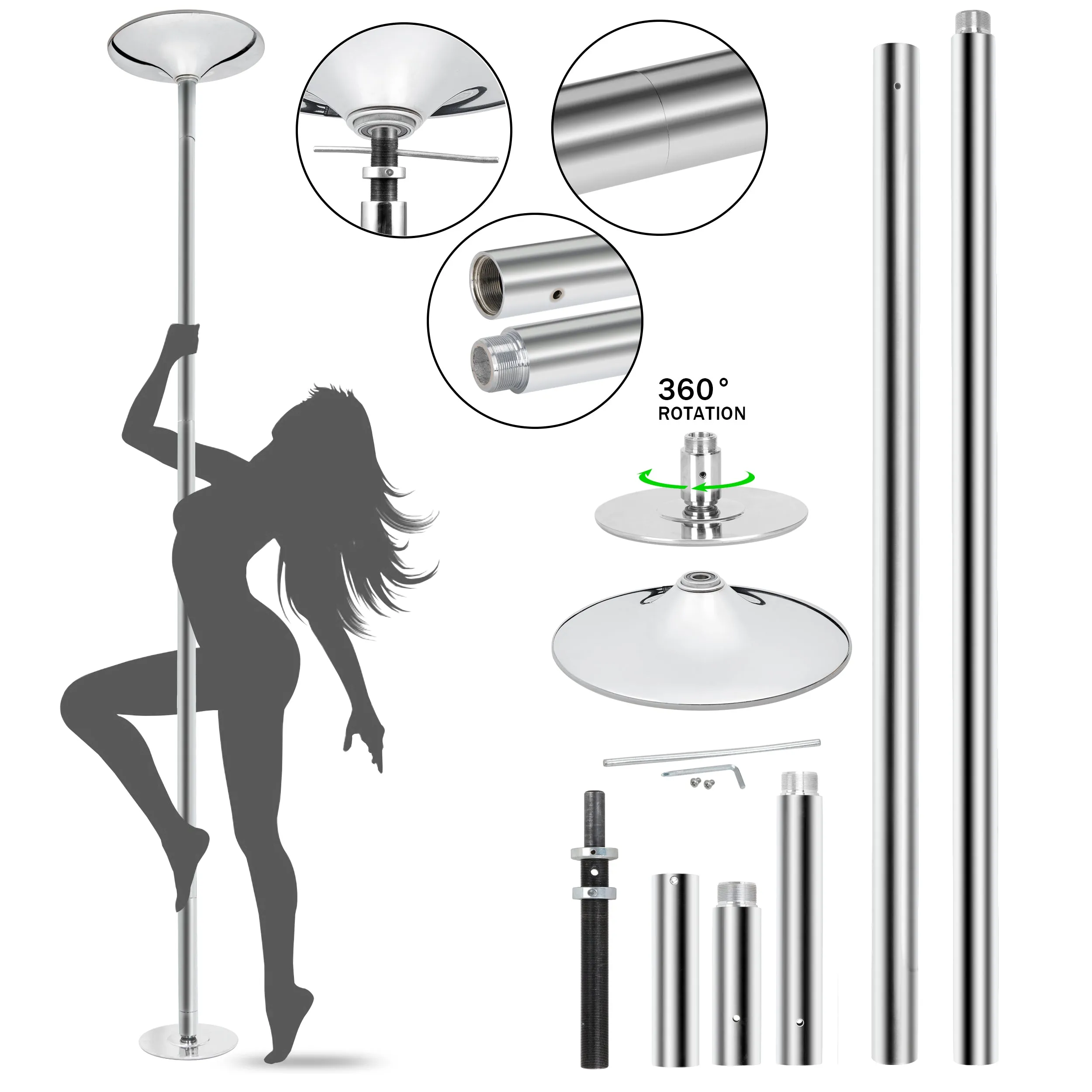 ZENY™ Spinning Dancing Stripper Pole Kit For Fitness Exercise Gym