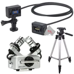 Zoom ECM-3 9.8' Extension Cable for Mic Capsule with Action Camera Mount   Zoom XYH-5 - X/Y Microphone Capsule   Tall Tripod