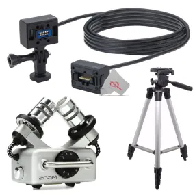 Zoom ECM-6 19.7' Extension Cable with Action Camera Mount   Zoom XYH-5 - X/Y Microphone Capsule   Tall Tripod