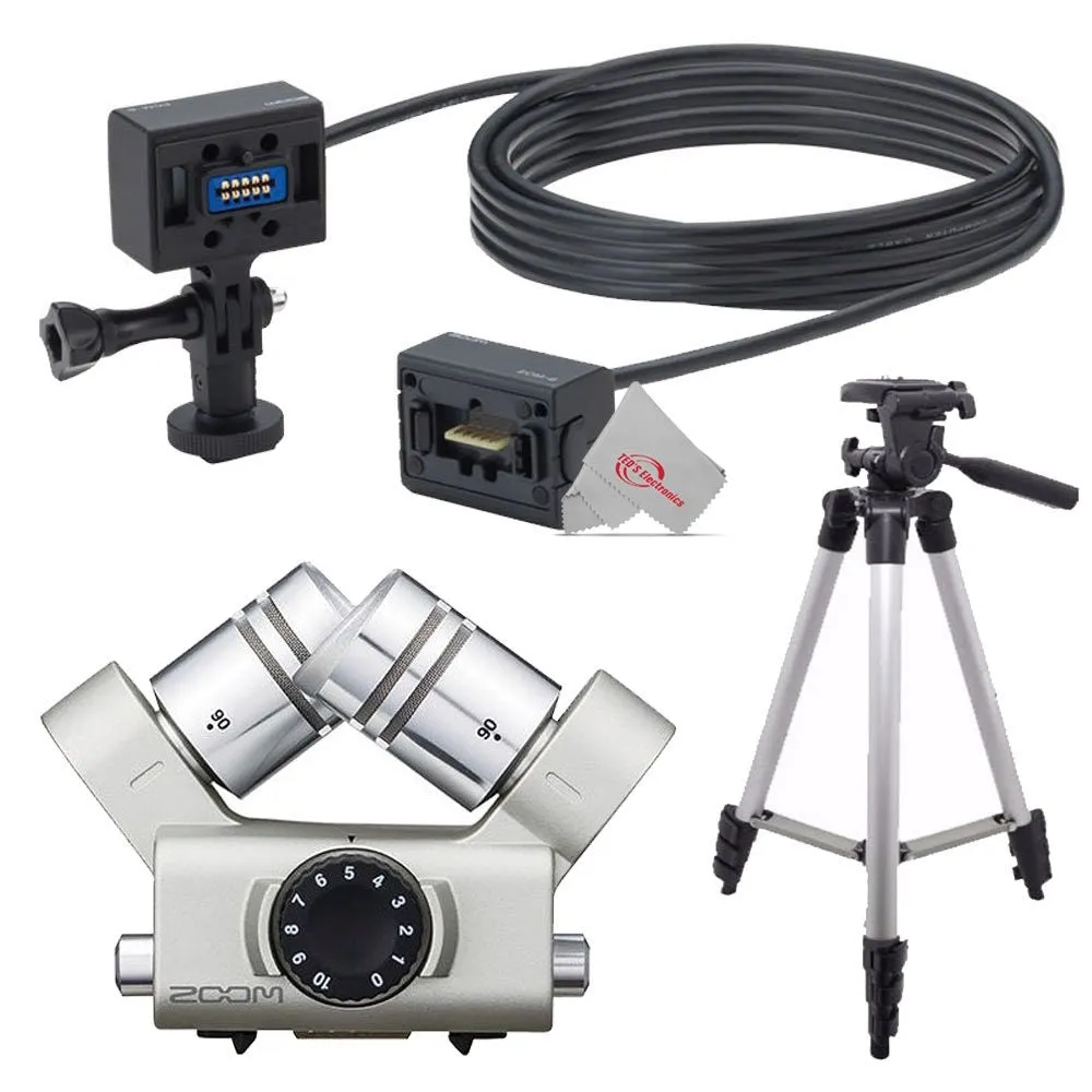 Zoom ECM-6 19.7' Extension Cable with Action Camera Mount    Zoom XYH-6 - X/Y Microphone Capsule   Tall Tripod